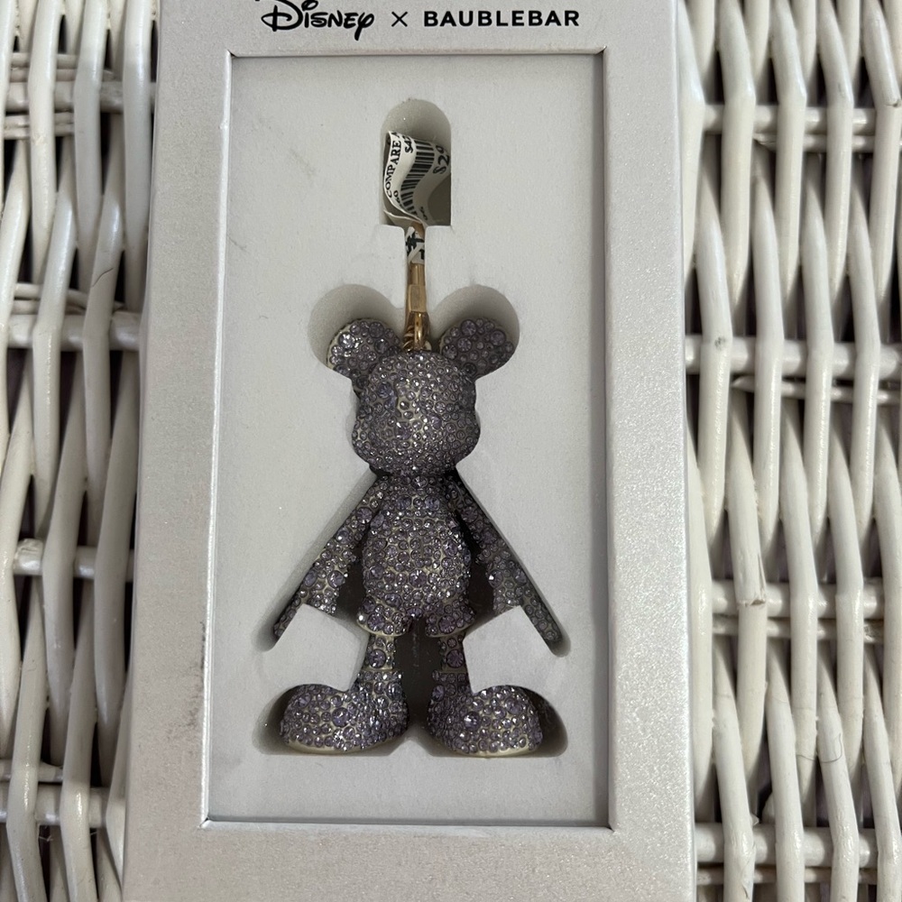 Lavender Rhinestone BaubleBar Mickey Mouse Bag Keychainin